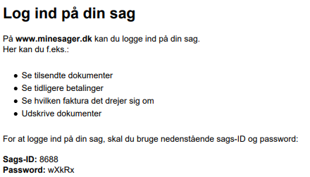 Log ind på din sag