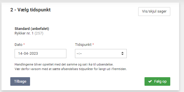 Step 2 - Vælg tidspunkt
